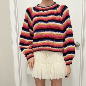 ZARA | Striped Fluffy Balloon Sleeve Sweater | Multicolor | Size S | EUC